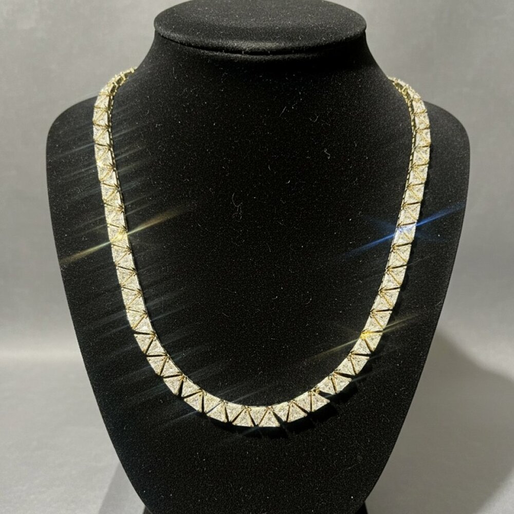 Vintage Suzanne Somers Clear CZ Trilliant Necklace in Sterling Silver